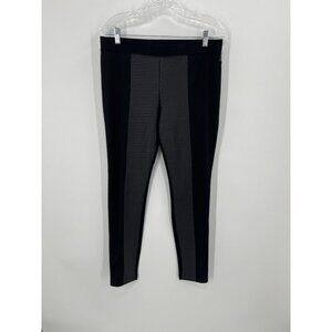 HUE Moto Leggings Size Large Black Faux Pebbled Leather Details